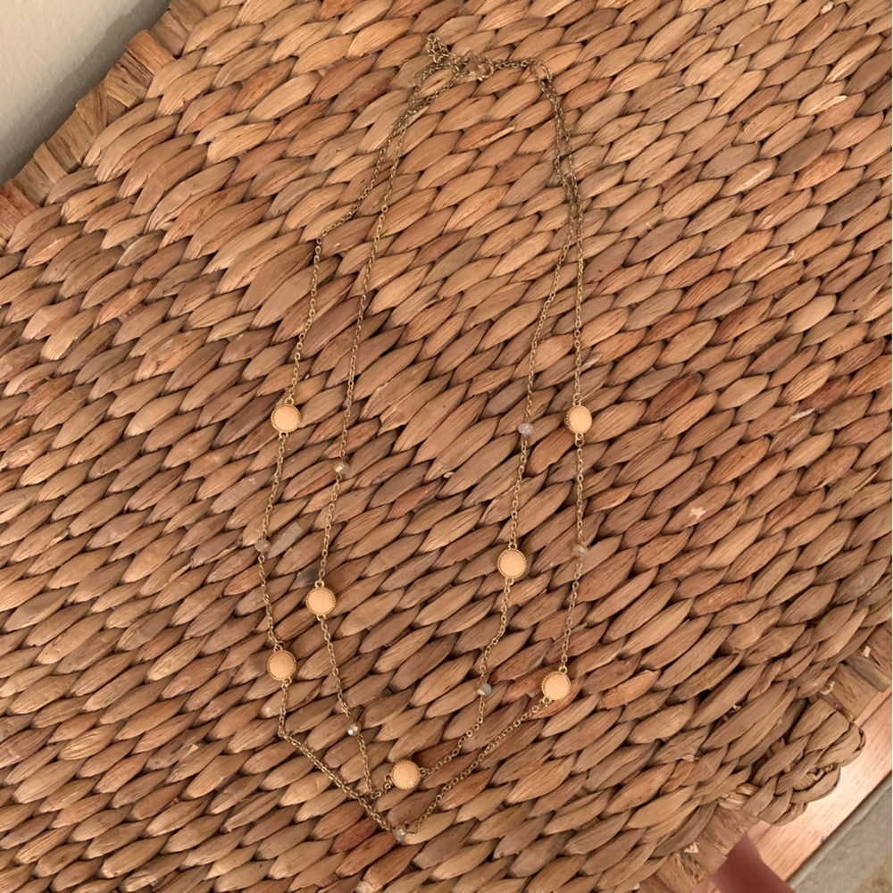 Layered Gold & Pastel Peach Necklace